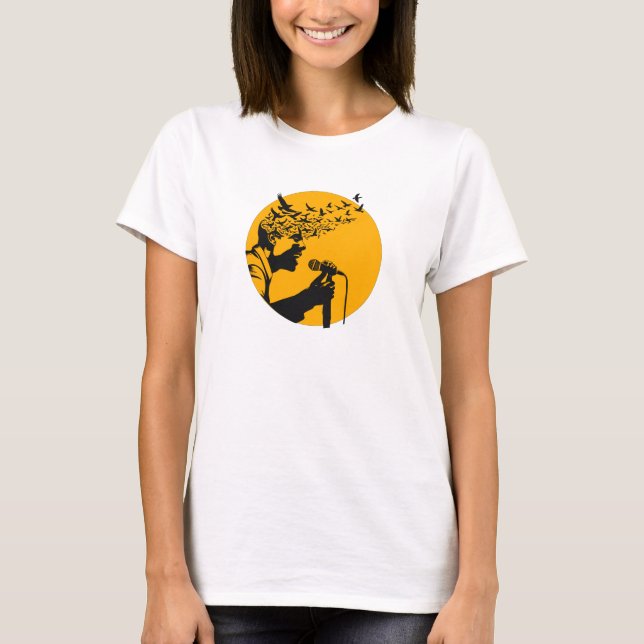 Singer Silhouette with Birds T-Shirt (Front)