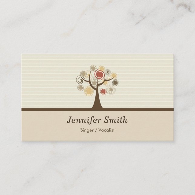 Singer / Vocalist - Elegant Natural Theme Business Card (Front)