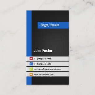 Singer / Vocalist - Modern Stylish Blue Business Card