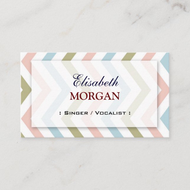 Singer / Vocalist - Natural Graceful Chevron Business Card (Front)