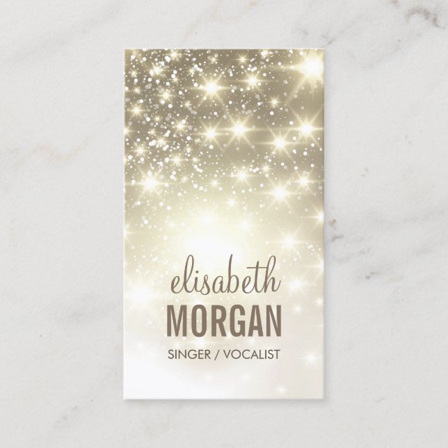 Singer / Vocalist - Shiny Gold Sparkles Business Card (Front)