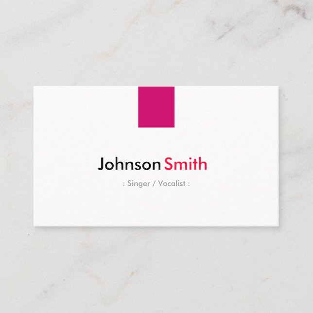 Singer / Vocalist - Simple Rose Pink Business Card (Front)