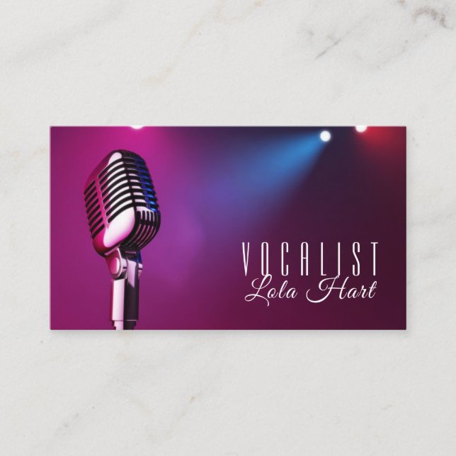 Singer, Vocalist, Solo, Performance Entertainment Business Card (Front)
