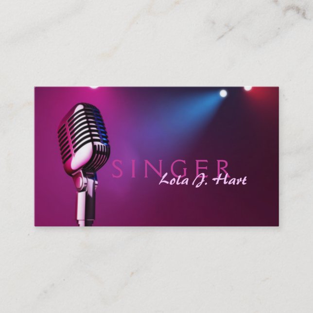 Singer, Vocalist, Solo, Performance Entertainment Business Card (Front)