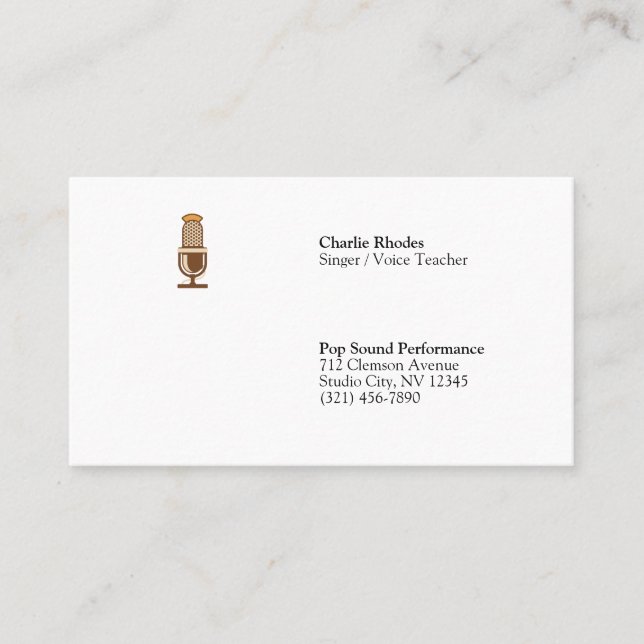 Singer / Voice Teacher Minimalist Business Card (Front)