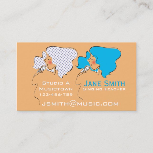 Singing and Vocal coach Music Teacher freelance Business Card (Front)