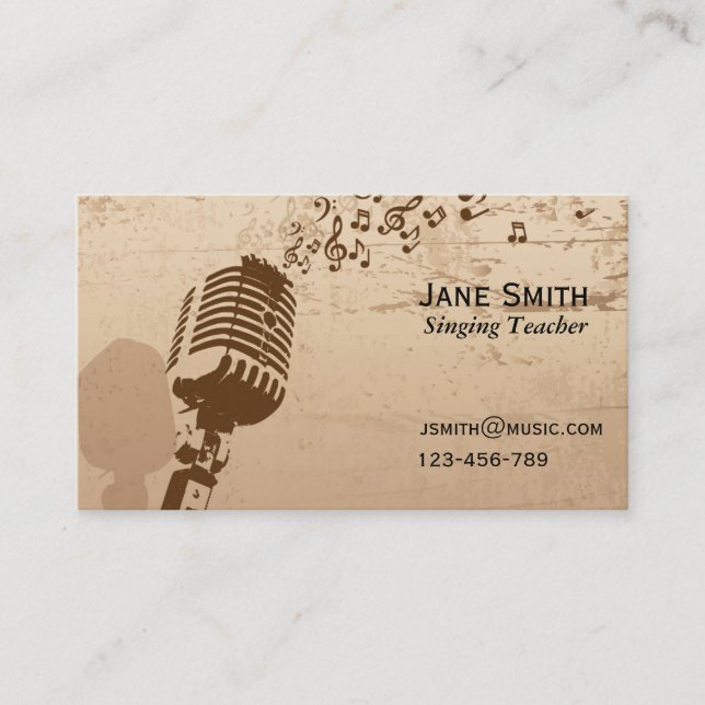 Singing and Vocal coach Music Teacher freelance Business Card (Front)