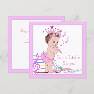 Singing Baby Shower Cute Girl Pink Music Invitation