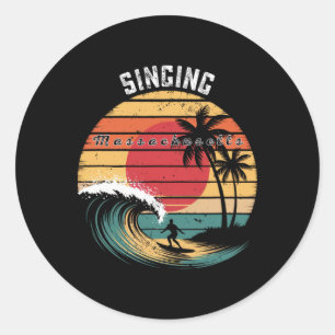 Singing Beach Machusetts Beach Surfing Classic Round Sticker