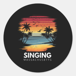 Singing Beach Machusetts Surfboard Surfing Vintage Classic Round Sticker