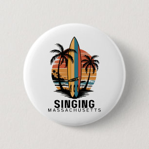 Singing Beach Machusetts Surfing Surfer  6 Cm Round Badge
