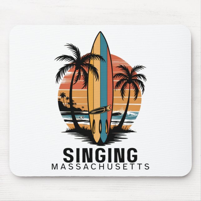 Singing Beach Machusetts Surfing Surfer  Mouse Mat (Front)