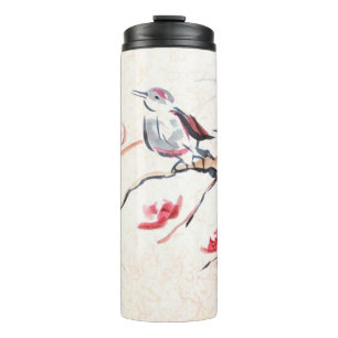 Singing Bird Background Thermal Tumbler