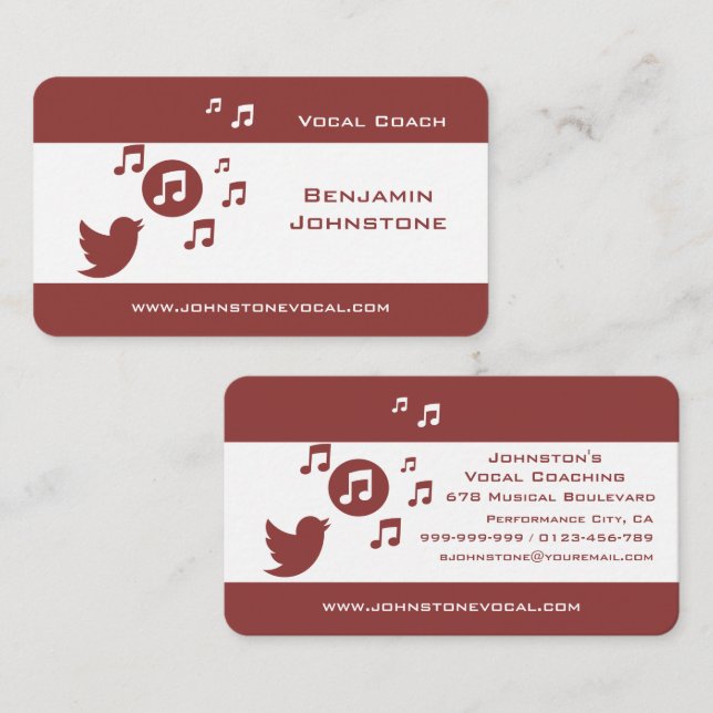 Singing Bird Musical Notes Business Cards (Front/Back)
