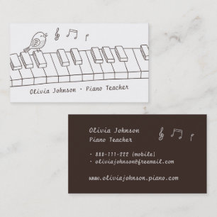 Singing Bird on Piano Doodle Music Piano Teacher Business Card