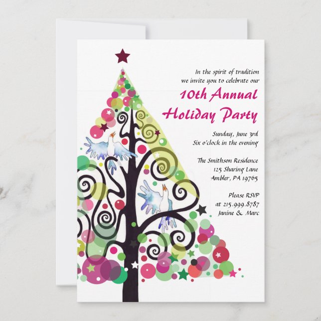 Singing Birds Christmas Holiday Party Invitation (Front)