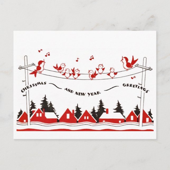 Singing Birds Christmas Postcard (Front)