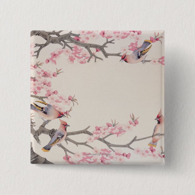 Singing Birds in Spring 15 Cm Square Badge (Front)