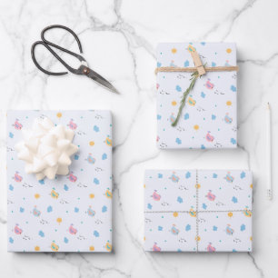 Singing Birds & Musical Notes Pattern Wrapping Paper Sheet