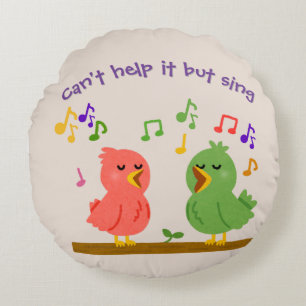Singing birds round cushion