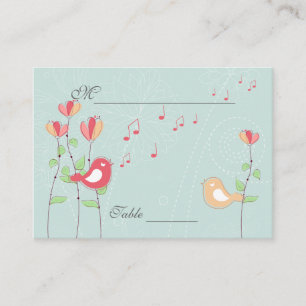 Singing Birds with Flowers Wedding Place Setting Place Card