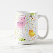 Singing Birds with Musical Notes Personalised Mug