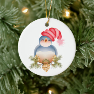 Singing Blue Bird Ceramic Tree Decoration