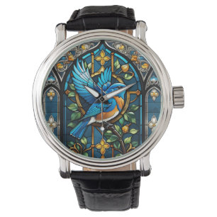 Singing Bluebird: Stained Glass Serenade Watch