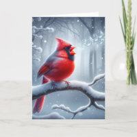 Singing Cardinal On Winter Branch Birthday