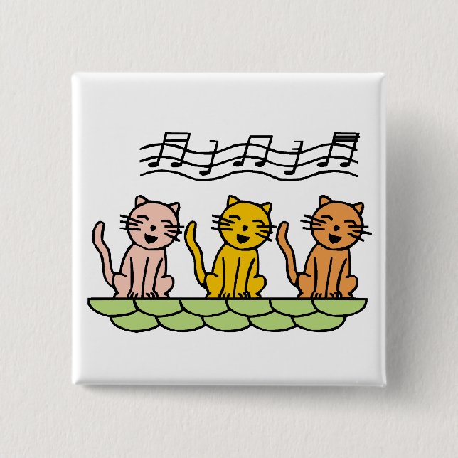 Singing Cat 15 Cm Square Badge (Front)