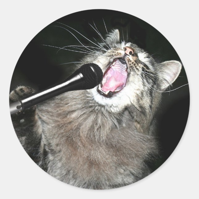 Singing cat classic round sticker (Front)