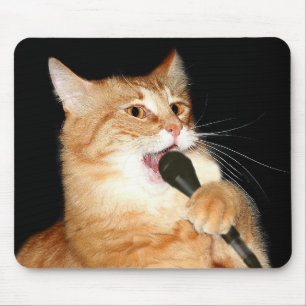 Singing cat mouse mat