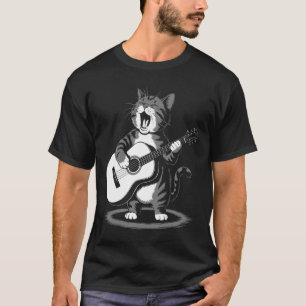 Singing Cat Playing Guitar Funny Animal Musician H T-Shirt