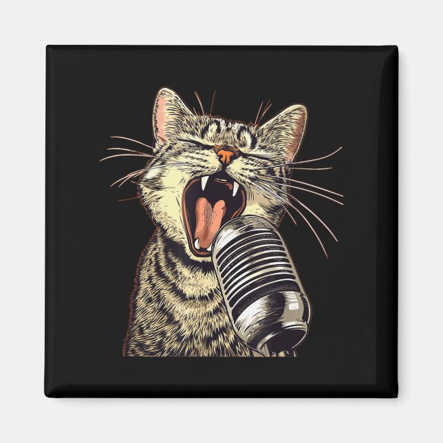 Singing Cat With Karaoke Mic Costume  Magnet (Front)
