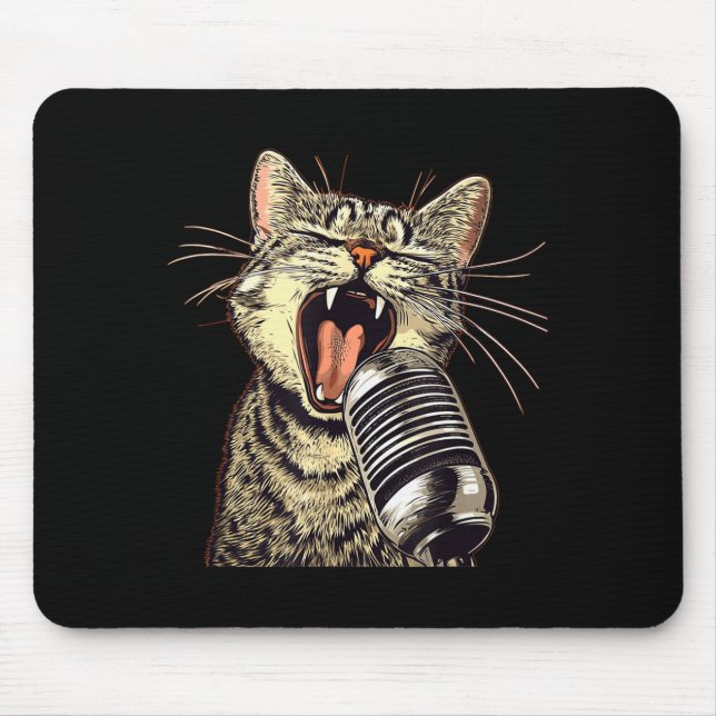 Singing Cat With Karaoke Mic Costume  Mouse Mat (Front)