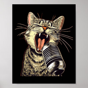 Singing Cat With Karaoke Mic Costume  Poster