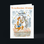 Singing Cats 10th Fun Birthday Card for a Grandson<br><div class="desc">A fun birthday card for a 10 year old Grandson with two cool cats,  singing 'Happy Birthday',  accompanied by guitar and maracas; from a handpainted illustration by Judy Adamson.</div>