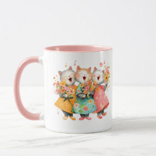 Singing Cats Holding Bouquets Mug