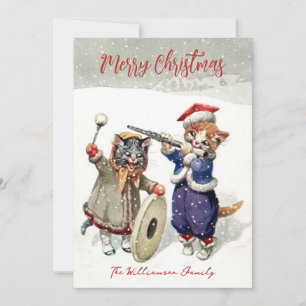 Singing Cats Jolly Whishes Christmas Holiday Card