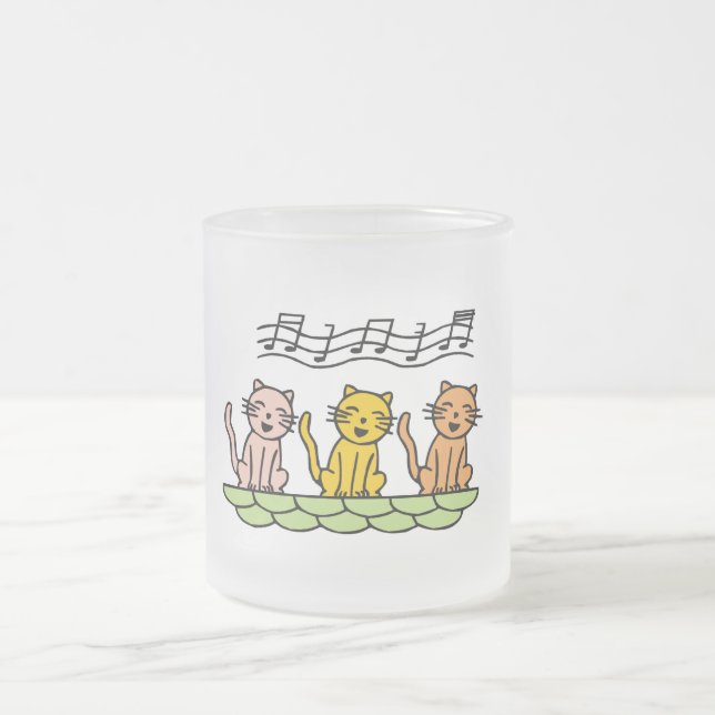 Singing Cats Tshirts and Gifts Frosted Glass Coffee Mug (Center)