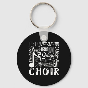 Singing Choir Chorus Choral Music Notes Clef Gift Key Ring