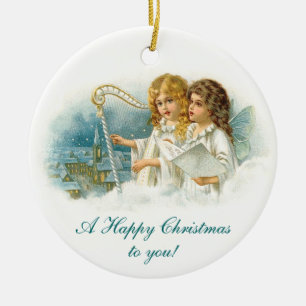 Singing Christmas Angels Ceramic Tree Decoration
