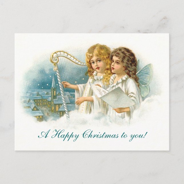 Singing Christmas Angels Holiday Postcard (Front)