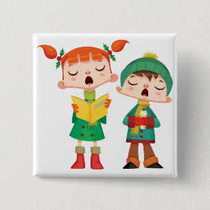 Singing Christmas Carols 15 Cm Square Badge