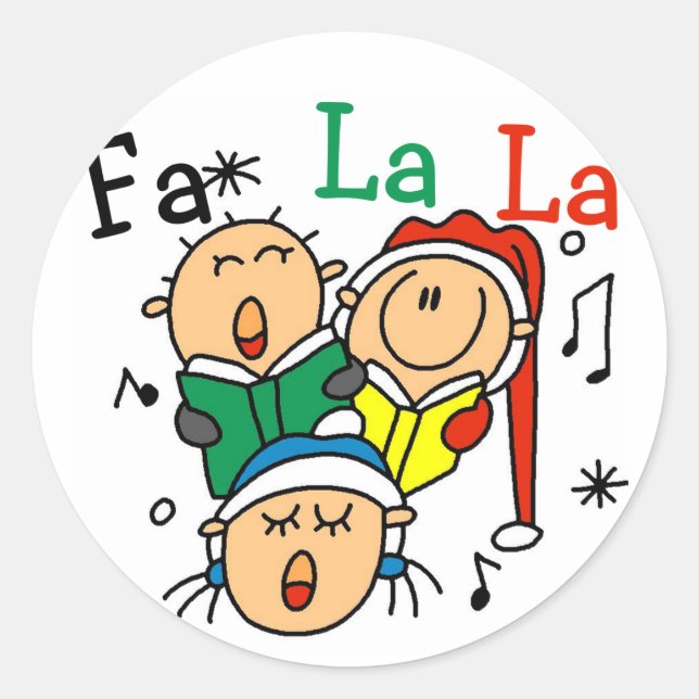 Singing Christmas Carols Tshirts and Gifts Classic Round Sticker (Front)