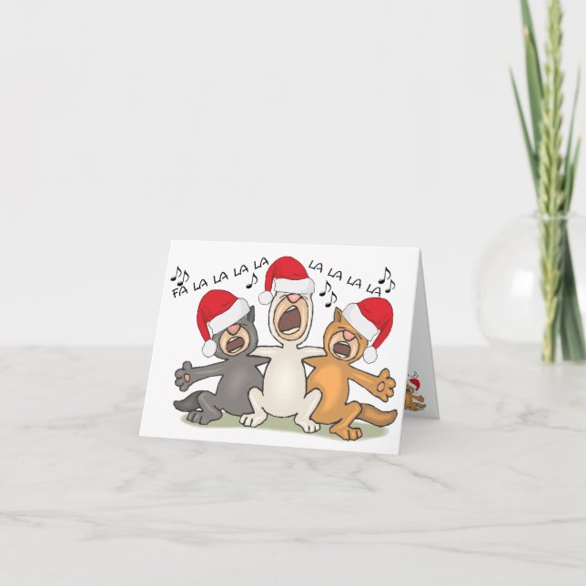 Singing Christmas Cats Holiday Card (Front)