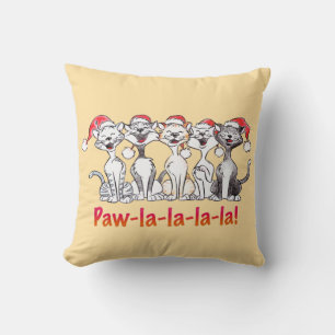 Singing Christmas Cats with Santa Hats Cushion