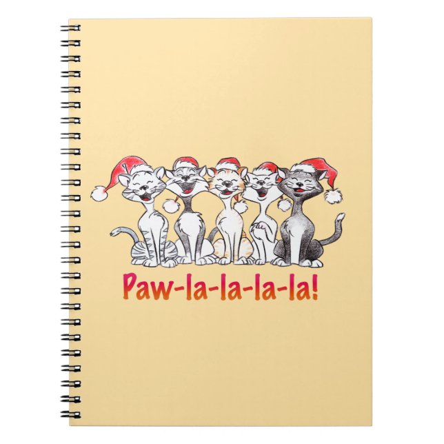Singing Christmas Cats with Santa Hats Notebook (Front)