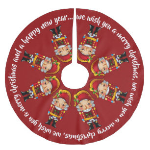 Singing Crimson Nutcrackers Brushed Polyester Tree Skirt