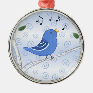 Singing Cute Bluebird on a Branch Ornament
